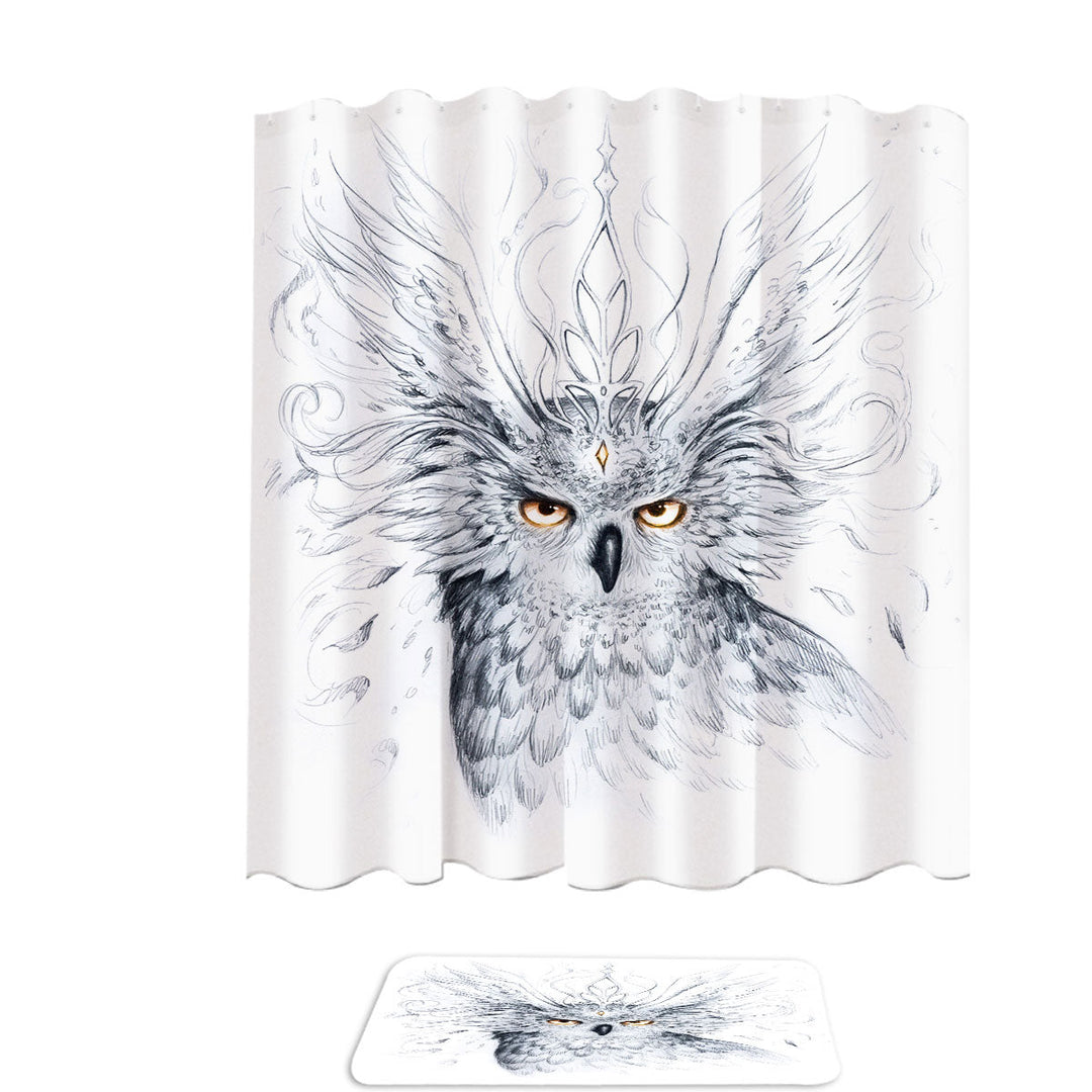 Royal Owl Drawing Shower Curtains