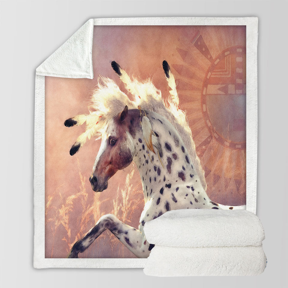 Native American Horses Art the Prairie Wind Throw Blanket – Handful of ...