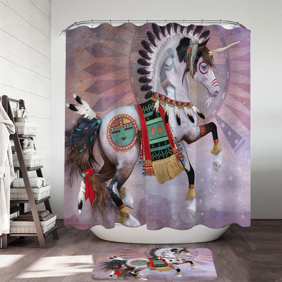 Kachina Native American Unicorn Shower Curtain – Handful of Prints