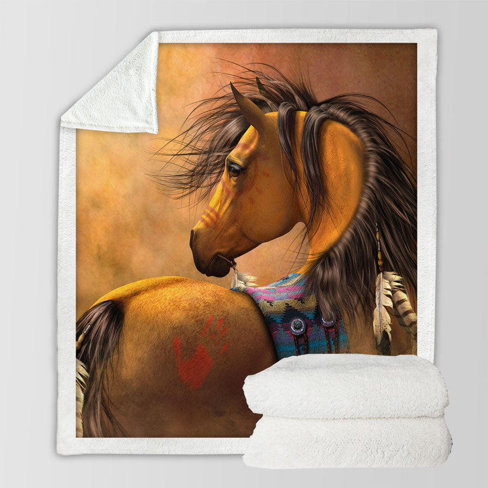 Kiowa Gold Native American Horse Throw Blanket – Handful of Prints