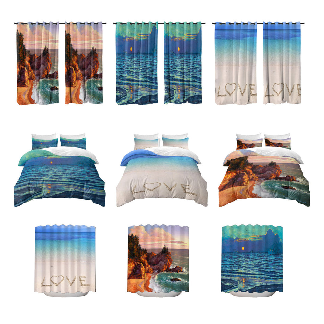 Coastal Home Decor - Matching Coastal Curtains, Duvet Covers, and Shower Curtains