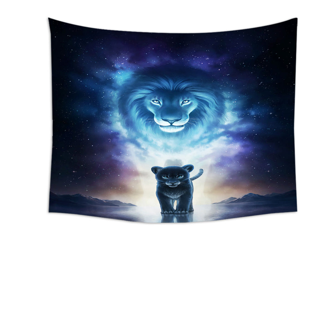 A Kings Path in Space Lion and Cub Tapestry