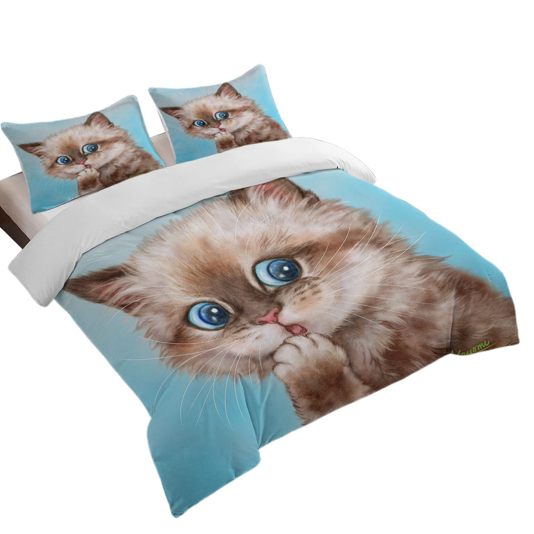 Adorable Brown Tabby Kitten for Kids Duvet Cover