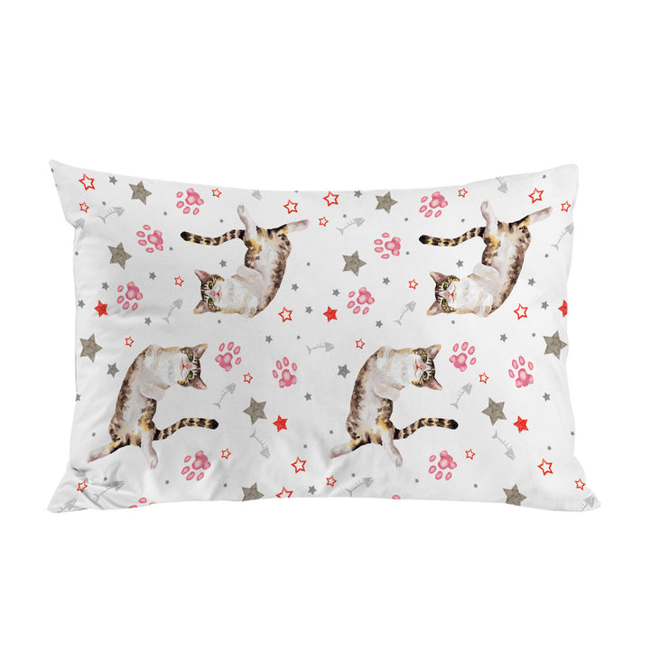 Adorable Cat and Paws Pattern King Pillow Cases