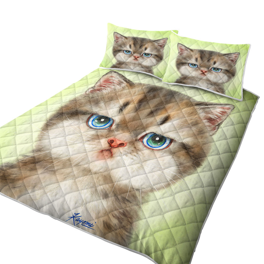 Adorable Cats Displeased Puffy Kitten Summer Quilt
