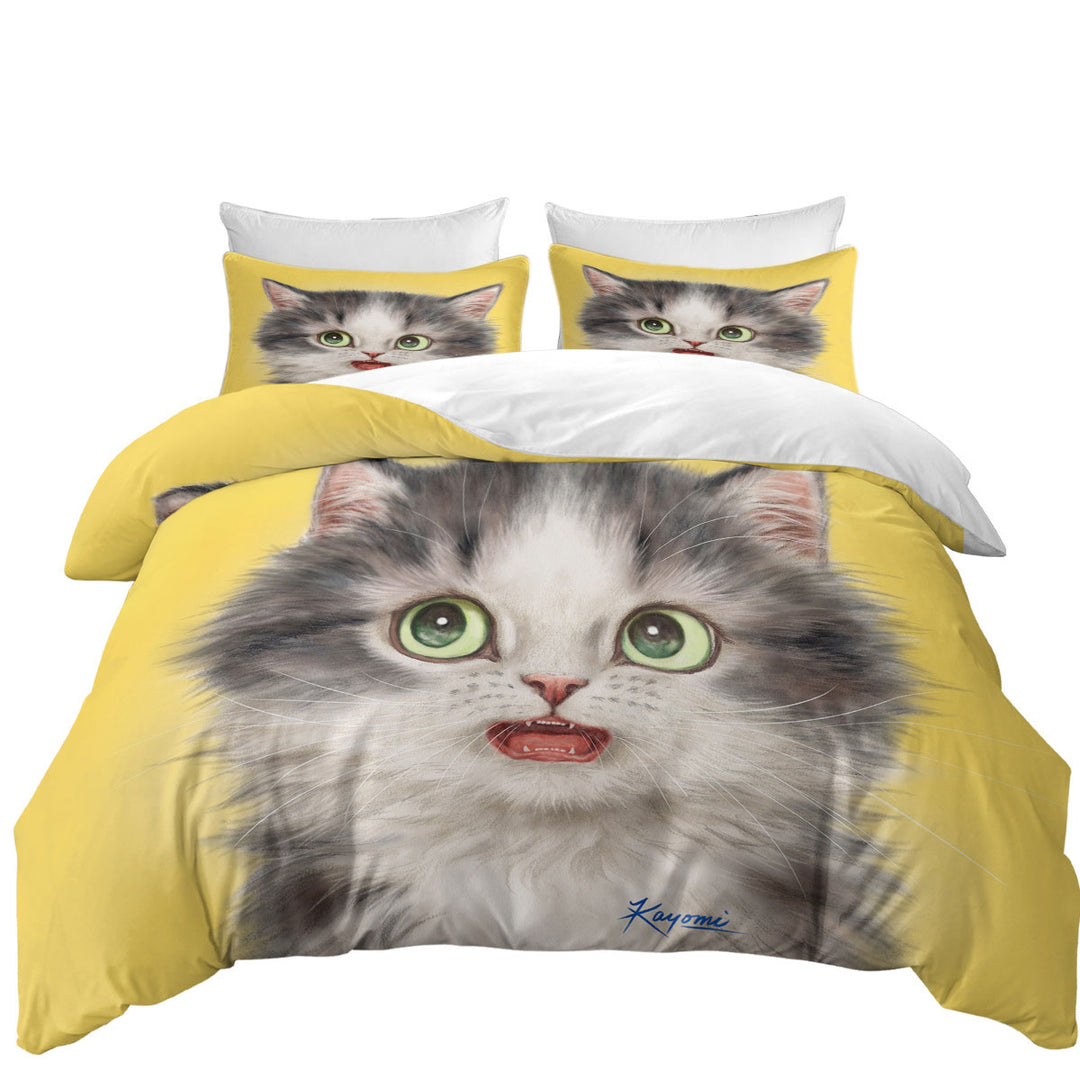 Adorable Cats Scared Grey Kitten Duvet Covers King