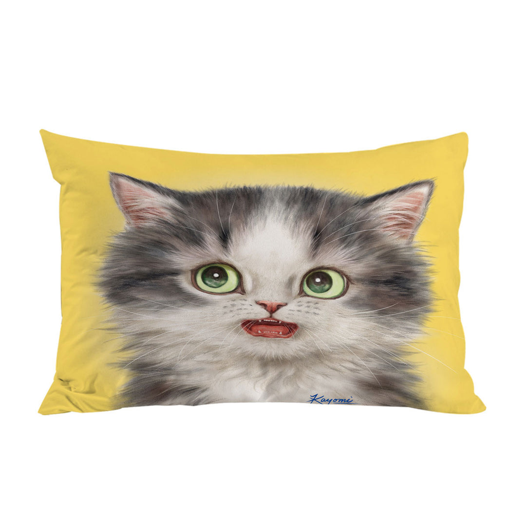 Adorable Cats Scared Grey Kitten Pillowcase