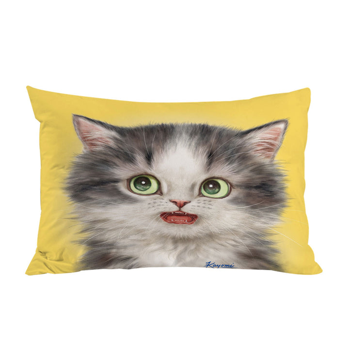 Adorable Cats Scared Grey Kitten Pillowcase