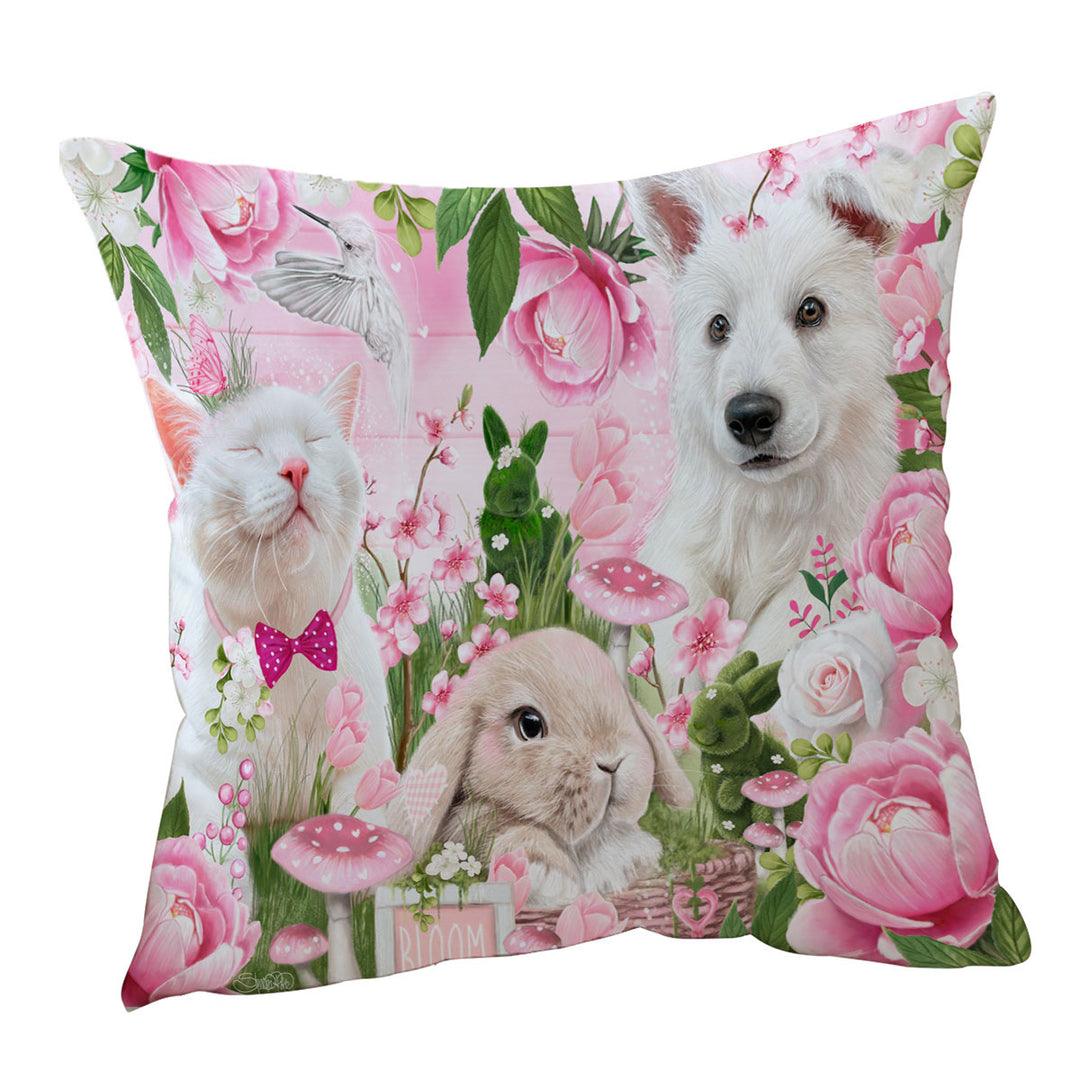 Adorable Cushion Covers Cat Dog Bunny Pink Blossom Buddies