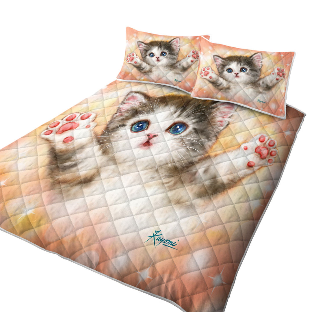 Adorable Cute Kitty Cat Wants a Hug King Size Quilt