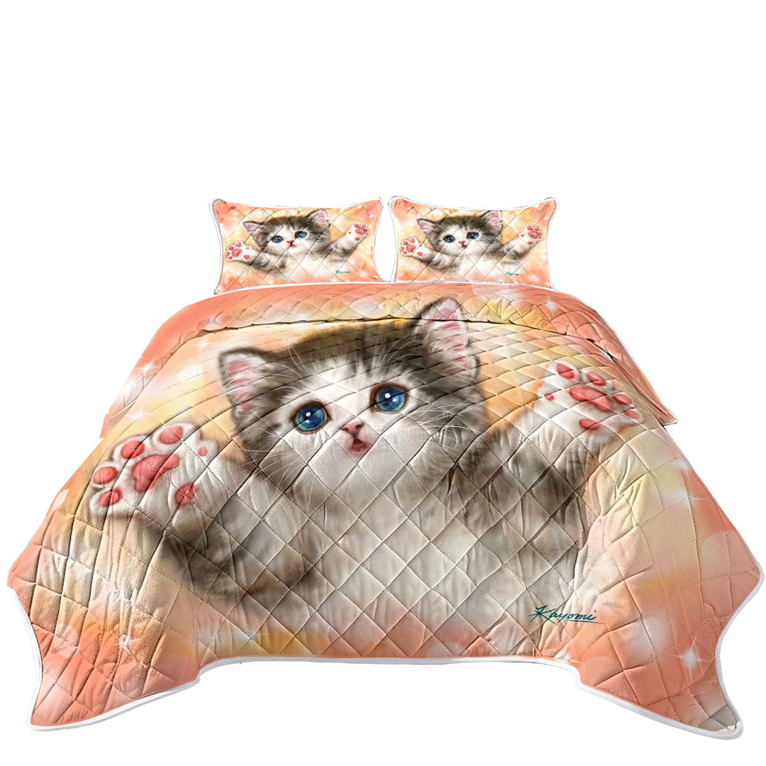 Adorable Cute Kitty Cat Wants a Hug Quilts for sale