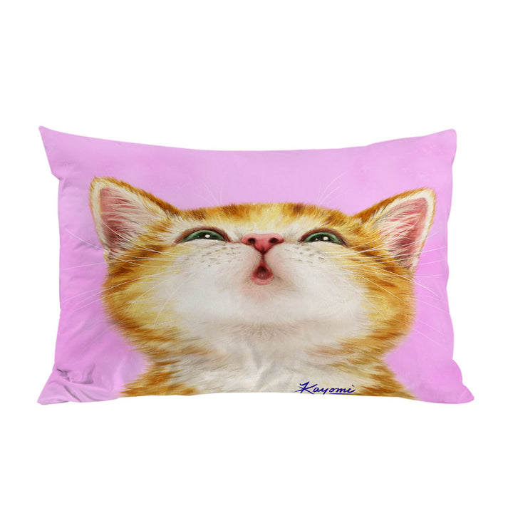 Adorable Ginger Kitty Cat Pillow Case Covers