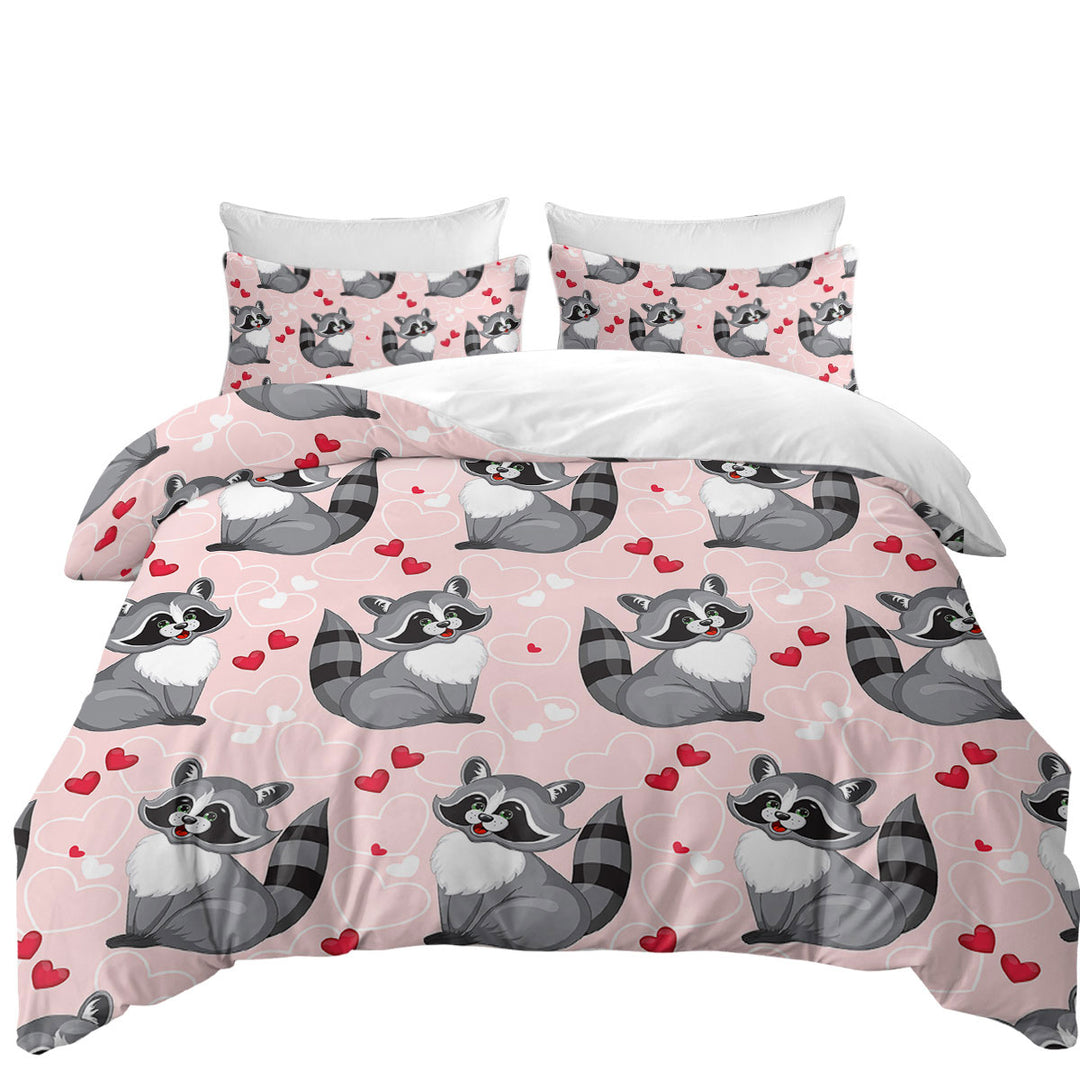 Adorable Heart Loving Raccoon Daybed Covers Sets