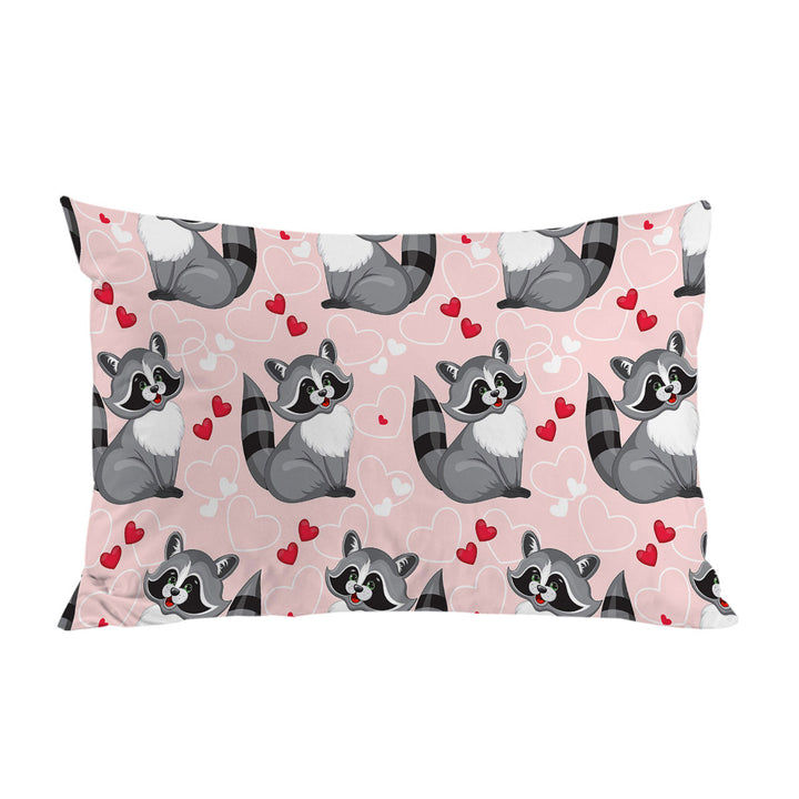 Adorable Heart Loving Raccoon Pillowcase