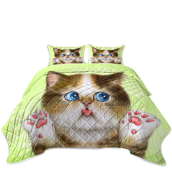 Adorable Innocent Baby Cat for Kids California King Quilt Sets
