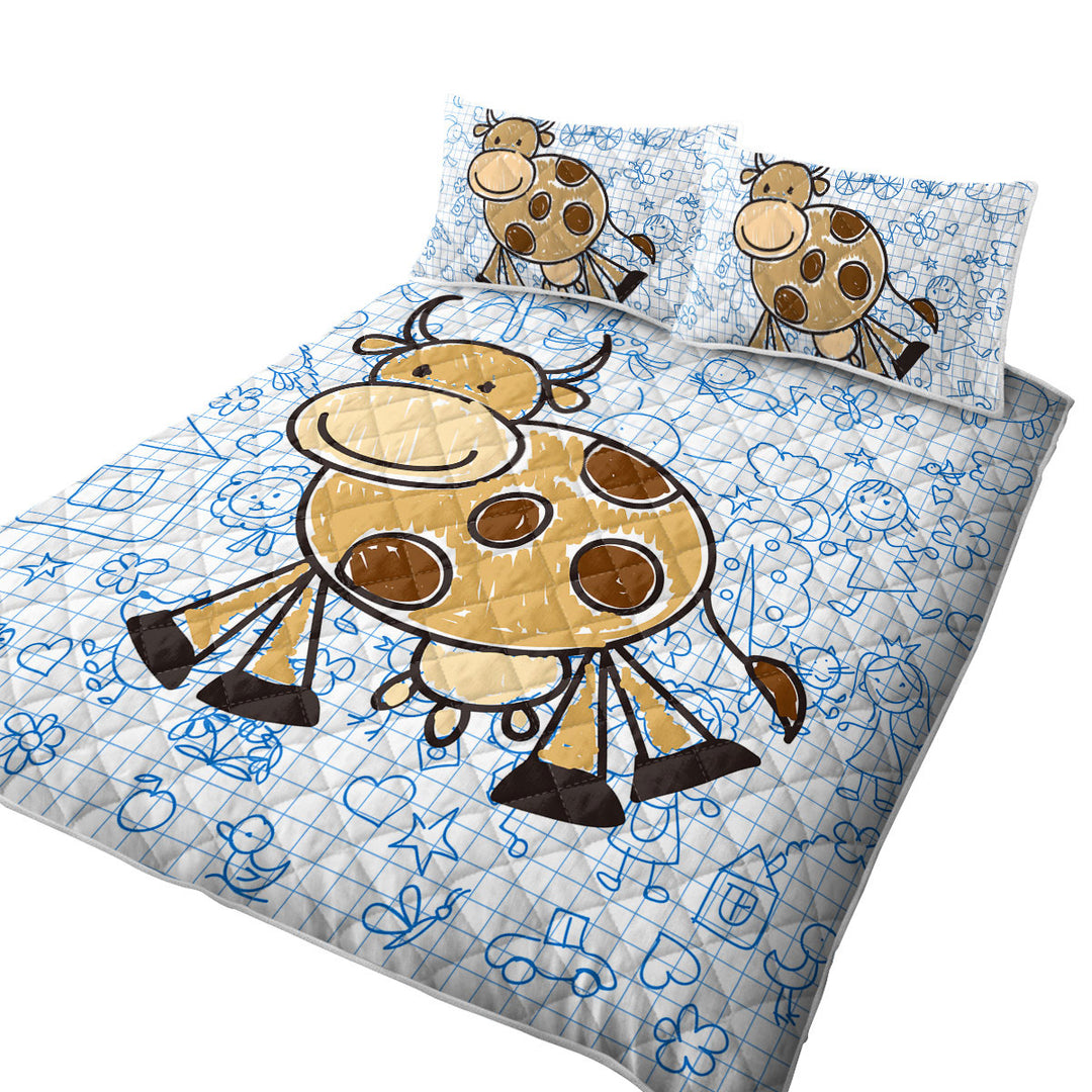 Adorable Kids Drawing of a Cow Quilts