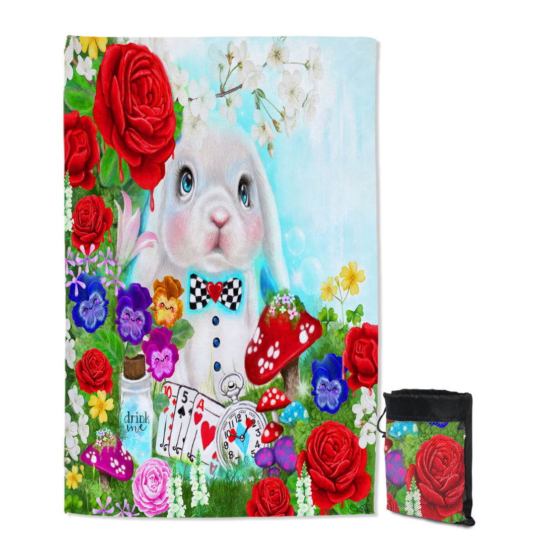 Adorable Kids Painting the White Rabbit Travel Beach Towel