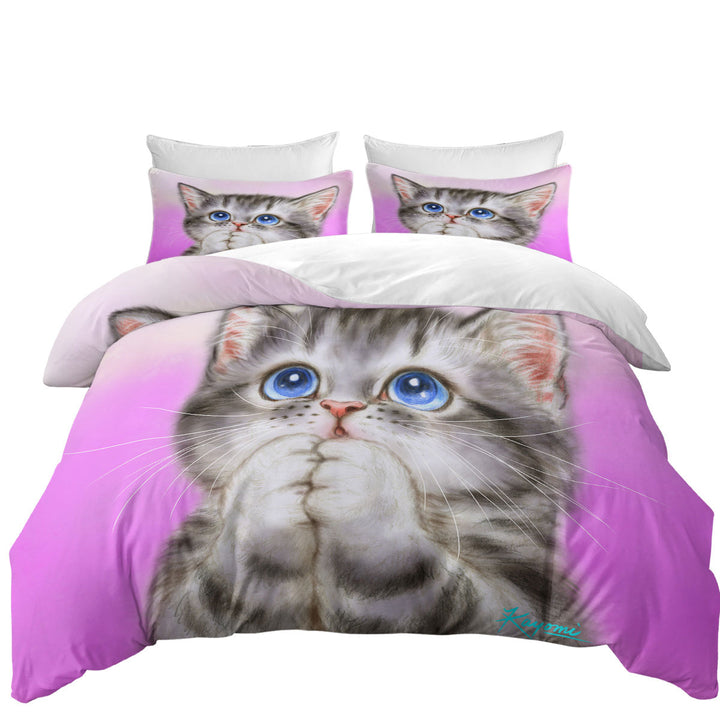 Adorable Kitten Begs for Love Cute Cats Painting Duvet Covers