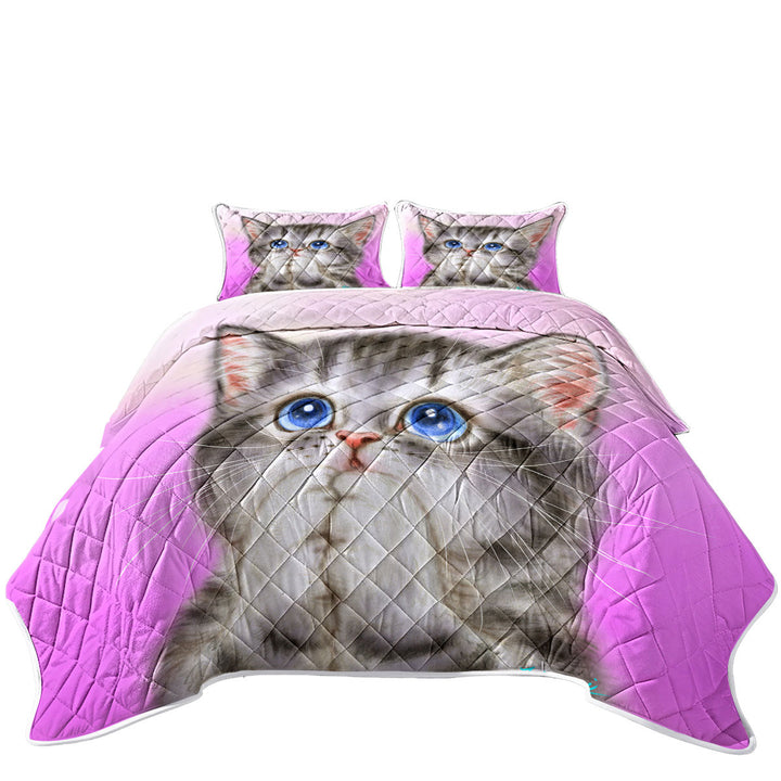 Adorable Kitten Begs for Love Cute Cats Painting Quilts for Beds