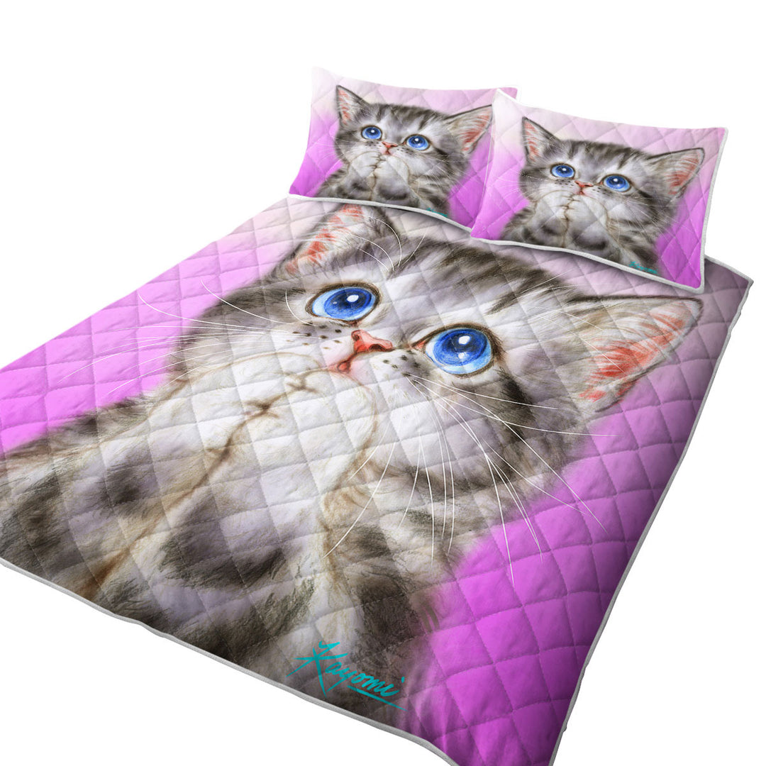 Adorable Kitten Begs for Love Cute Cats Painting Quilts