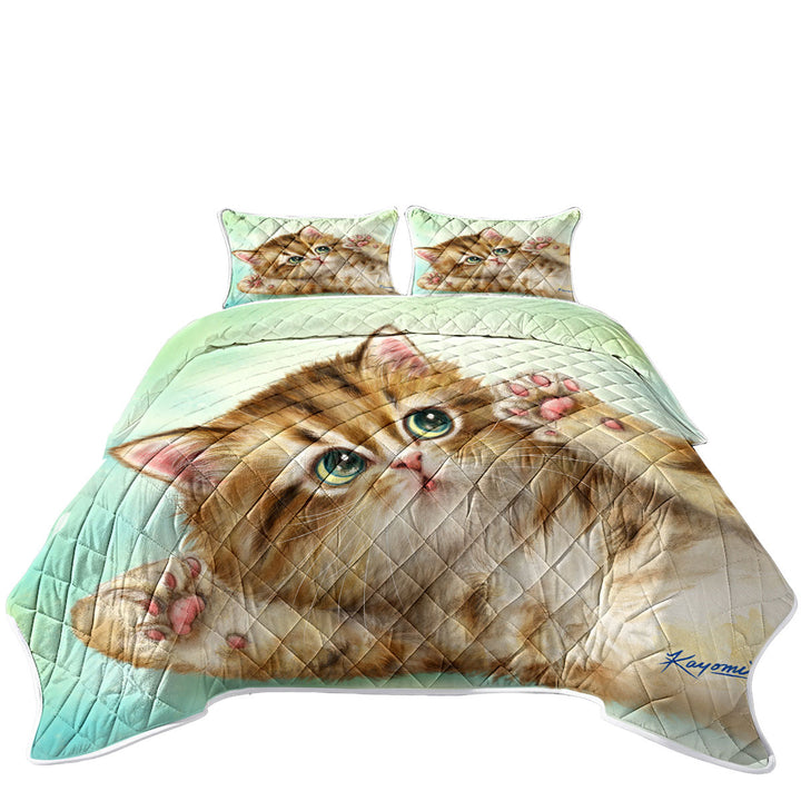 Adorable Kittens Art Relaxing Kitty Cat King Quilt