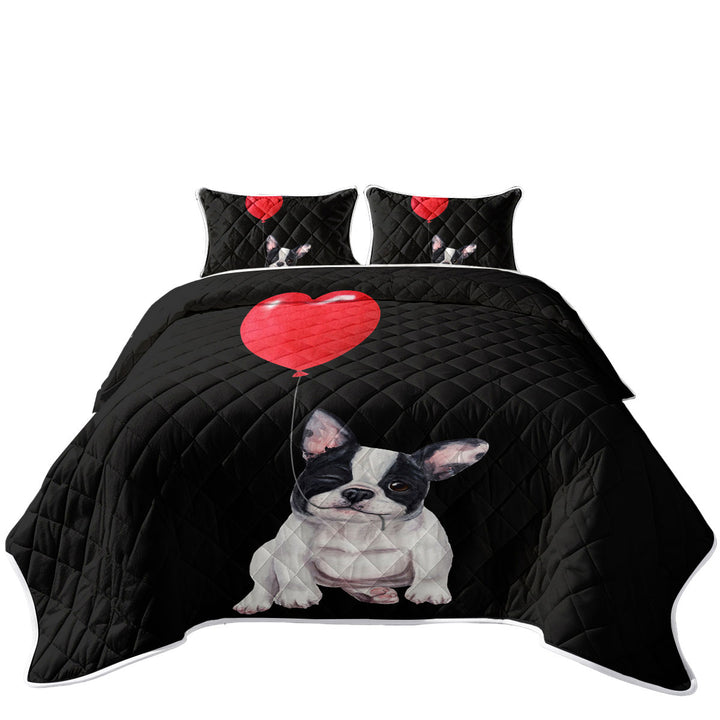 Adorable Loving French Bulldog Puppy King Size Bedspreads