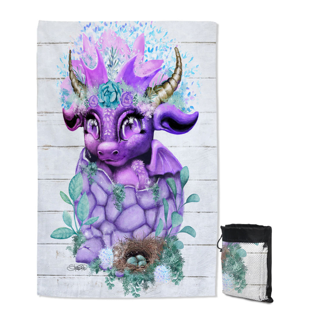 Adorable Microfiber Towels For Travel Fantasy Art Spring Lil Dragon
