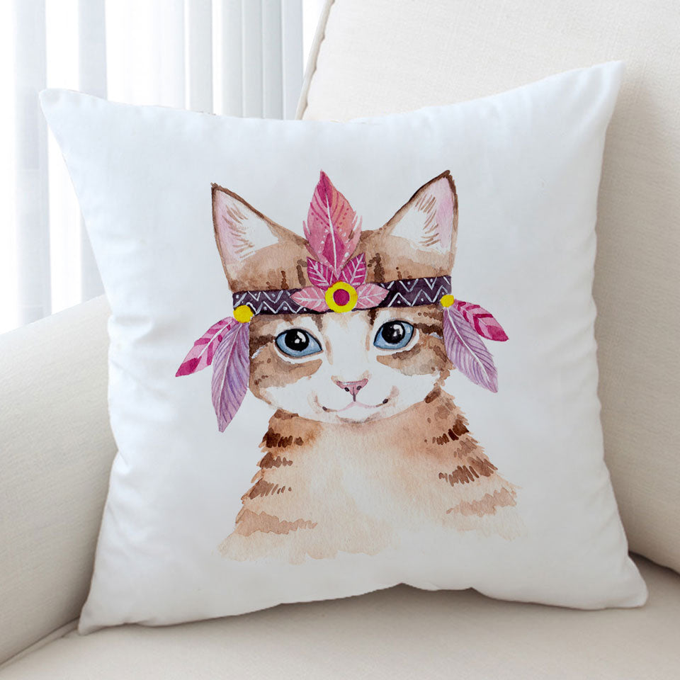 Adorable Native American Kitten Cushion