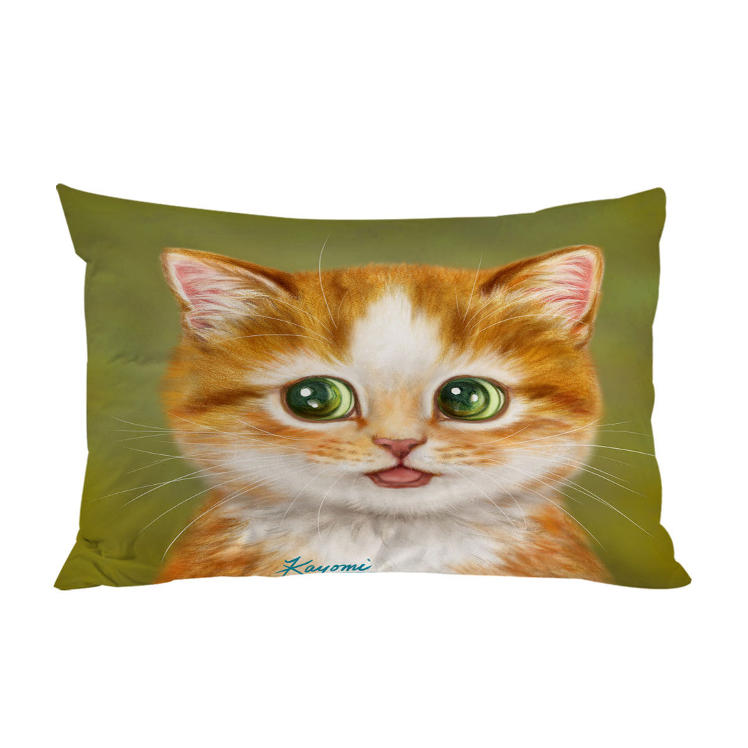 Adorable Painted Ginger kitty Cat Pillow Cases