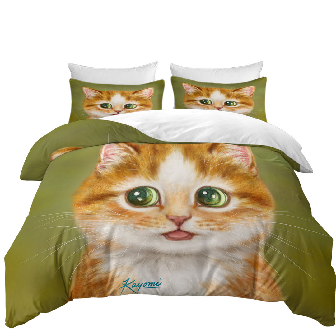 Adorable Painted Ginger kitty Cat Quilt Cover Sets