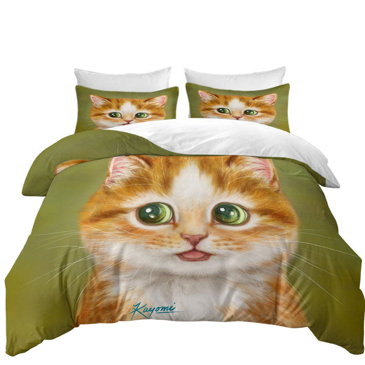 Adorable Painted Ginger kitty Cat Quilt Cover Sets