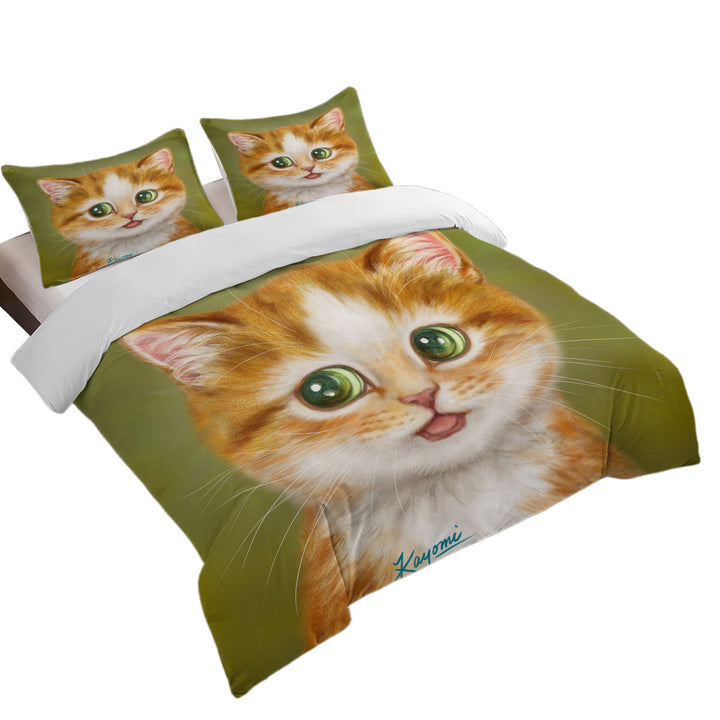 Adorable Painted Ginger kitty Cat Twin xl Duvet Covers