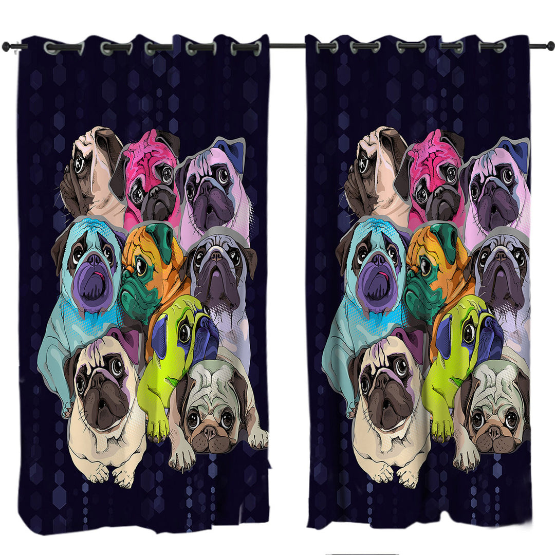 Adorable Pugs Drapery
