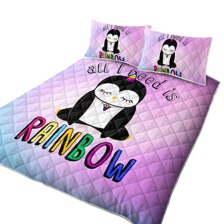 Adorable Sad Unicorn Penguin Quilt