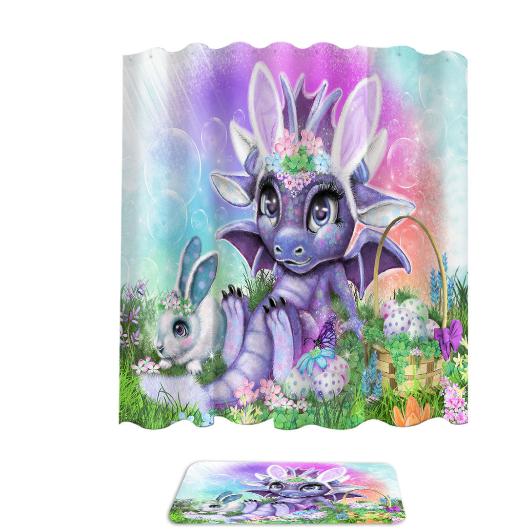 Adorable Shower Curtains Garden Easter Bunny Lil Dragon