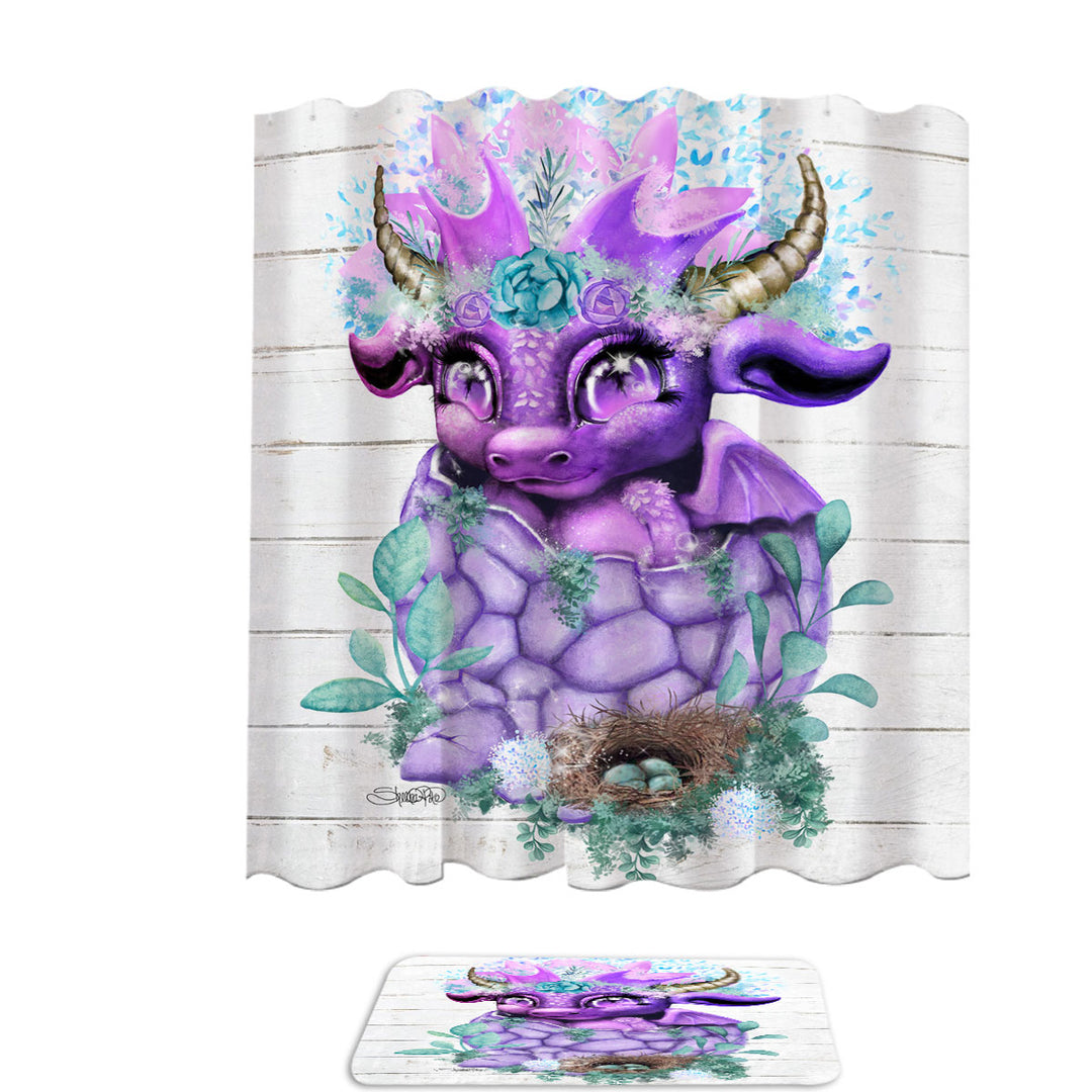 Adorable Shower Curtains for Sale Fantasy Art Spring Lil Dragon
