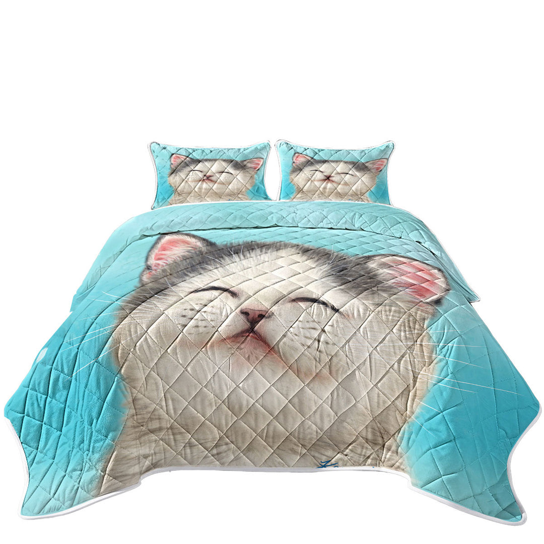 Adorable Smiling Kitten for Kids Quilts