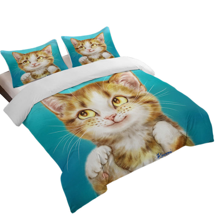 Adorable Smiling Tiger Tabby Kitty Cat Bed Covers