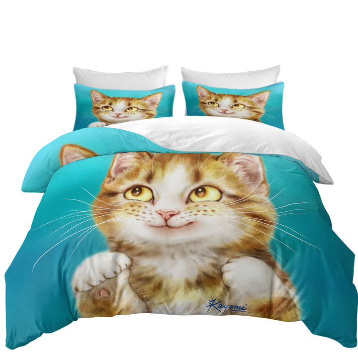 Adorable Smiling Tiger Tabby Kitty Cat Best Duvet Covers