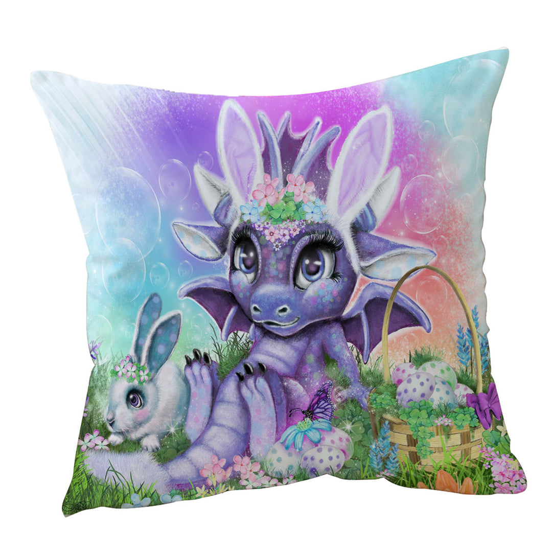 Adorable Throw Pillows and Cushions Garden Easter Bunny Lil Dragon