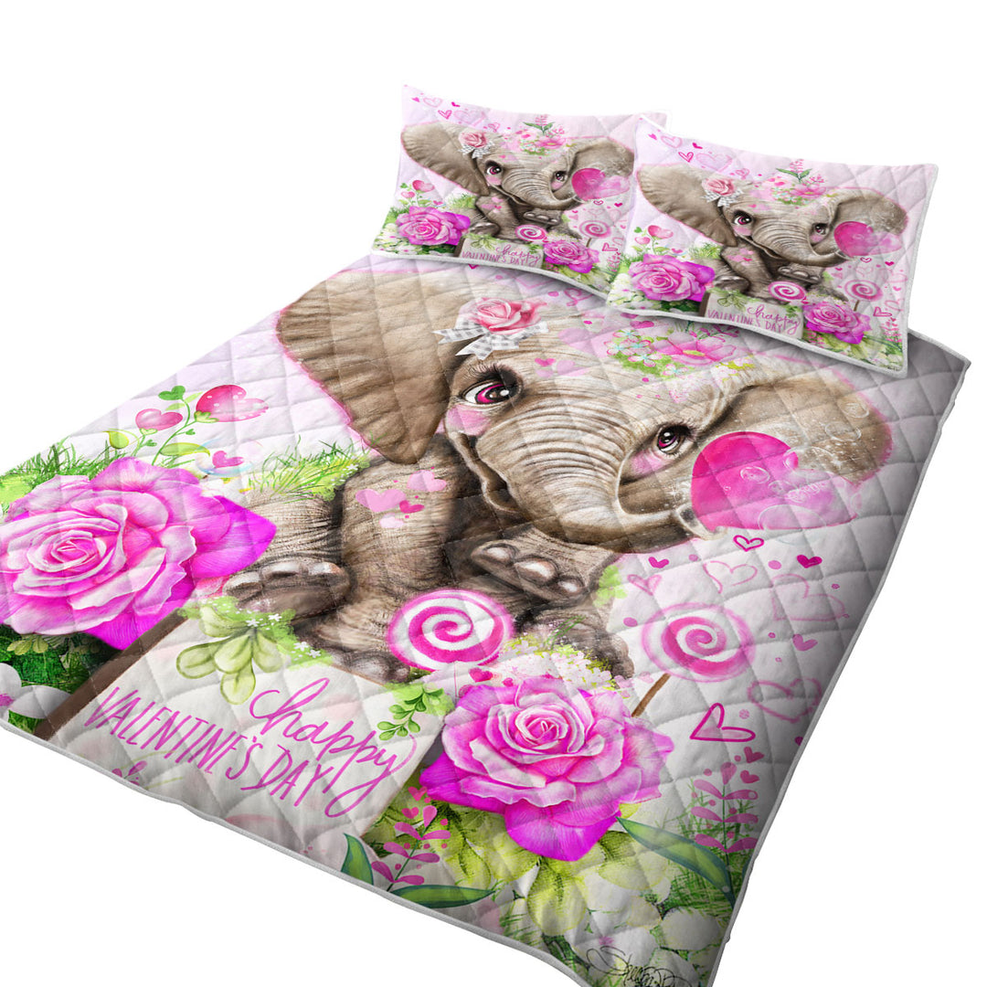 Adorable Valentines Day Elephant Kisses Quilts for sale