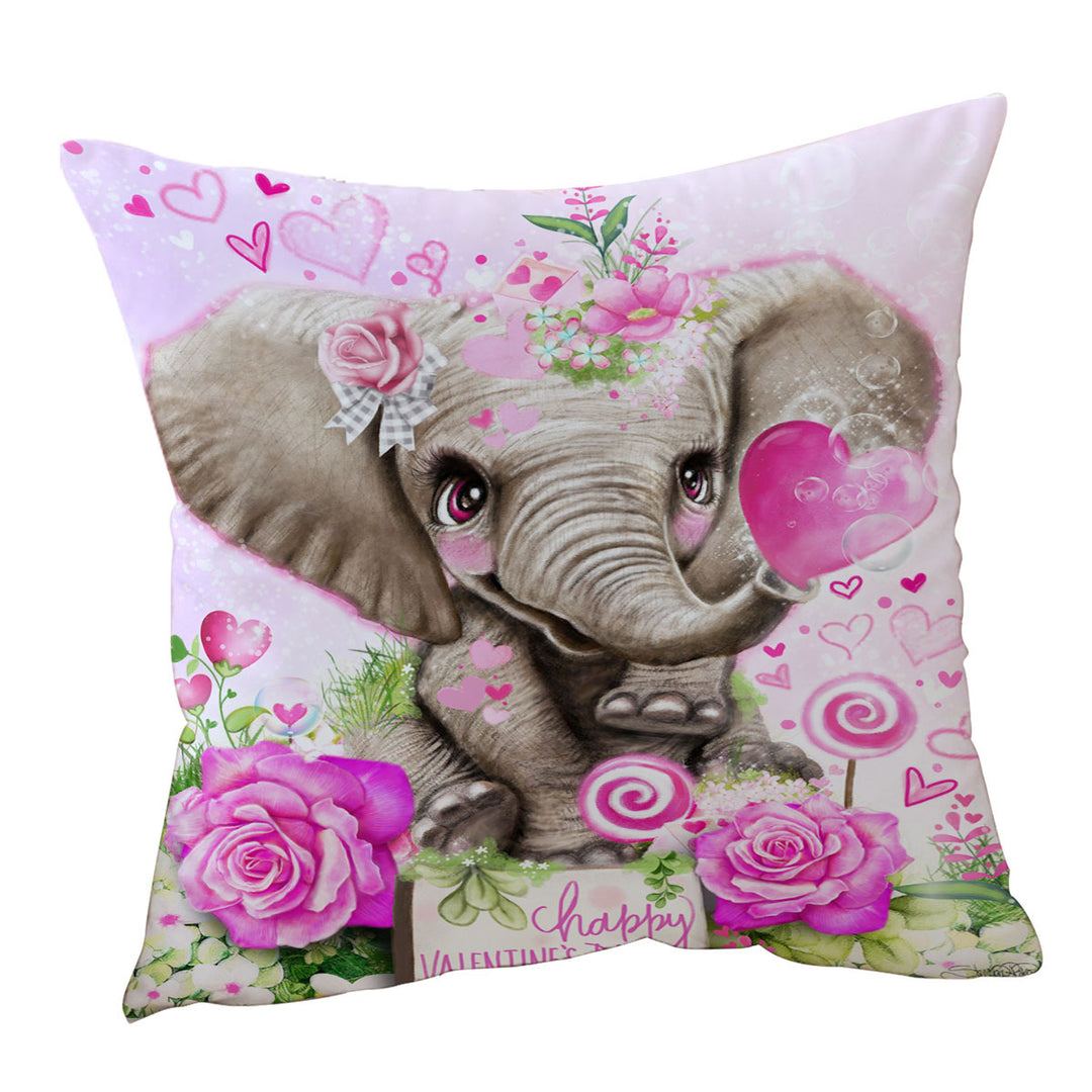 Adorable Valentines Day Throw Pillows Elephant Kisses