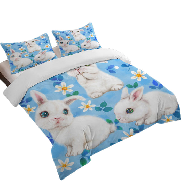 Adorable White Bunnies and Flowers for Kids Donna Covers
