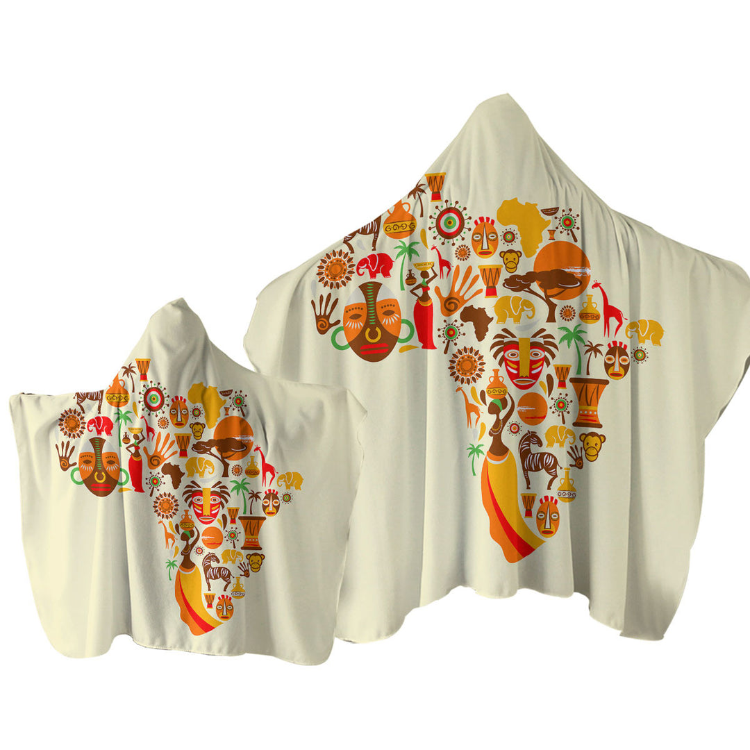 Africa Characteristics Hooded Beach Towel