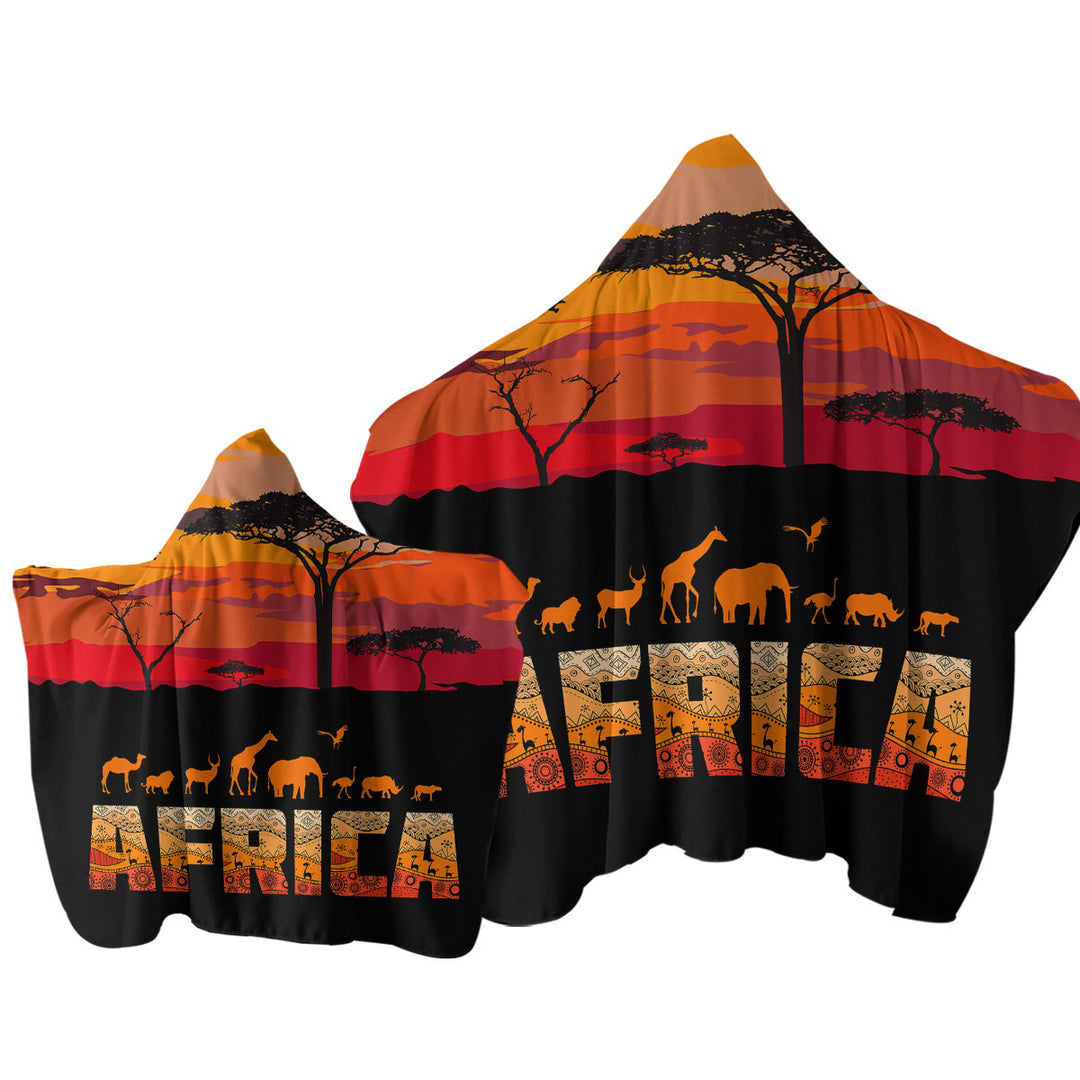 Africa Horizon and Animals Towel Hoodie