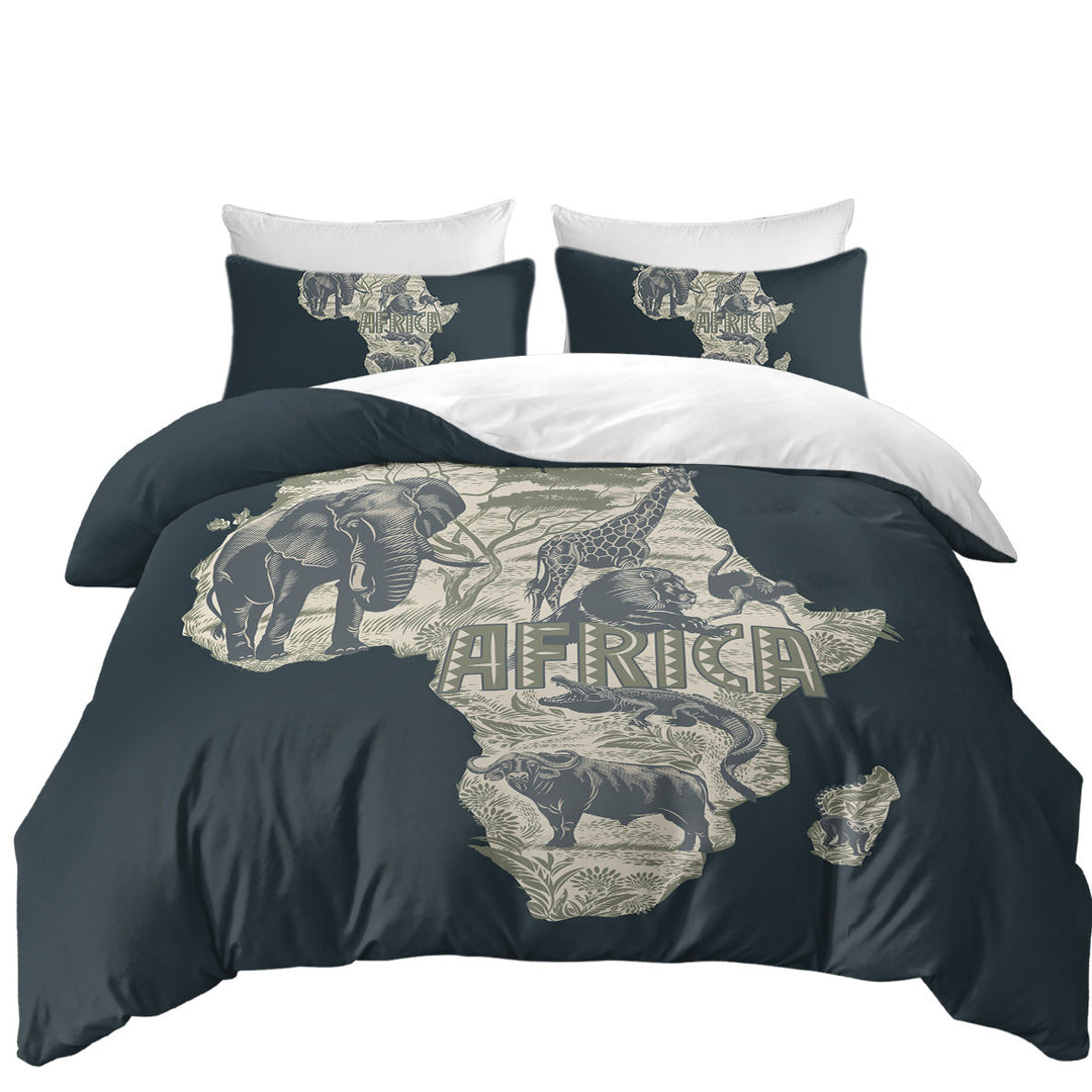 Africa Map and Animals Duvet Covers