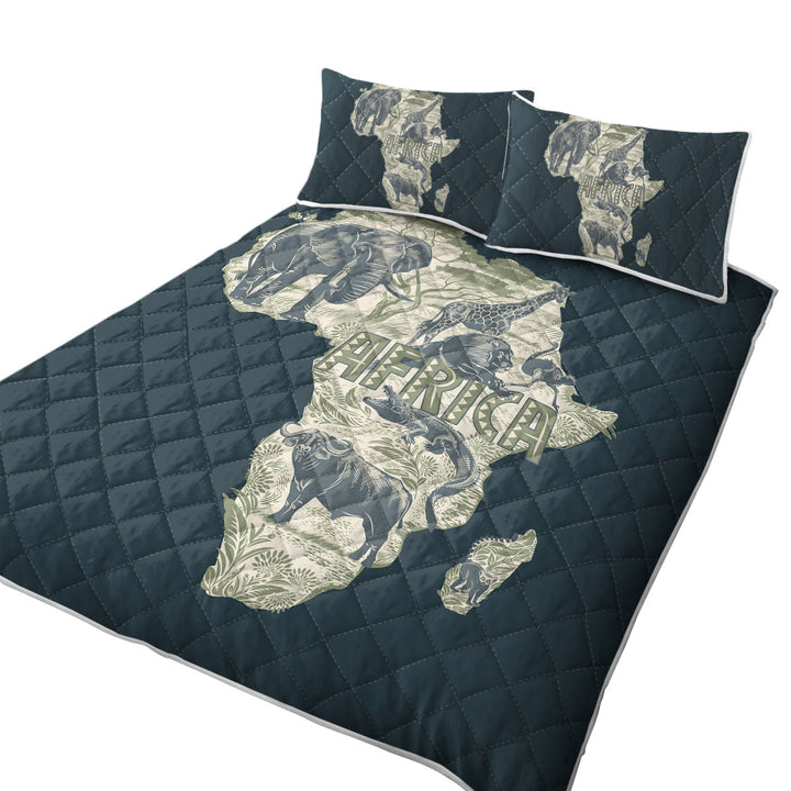 Africa Map and Animals King Size Bedspreads
