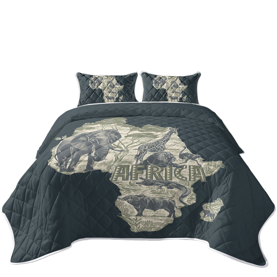Africa Map and Animals Summer Quilt