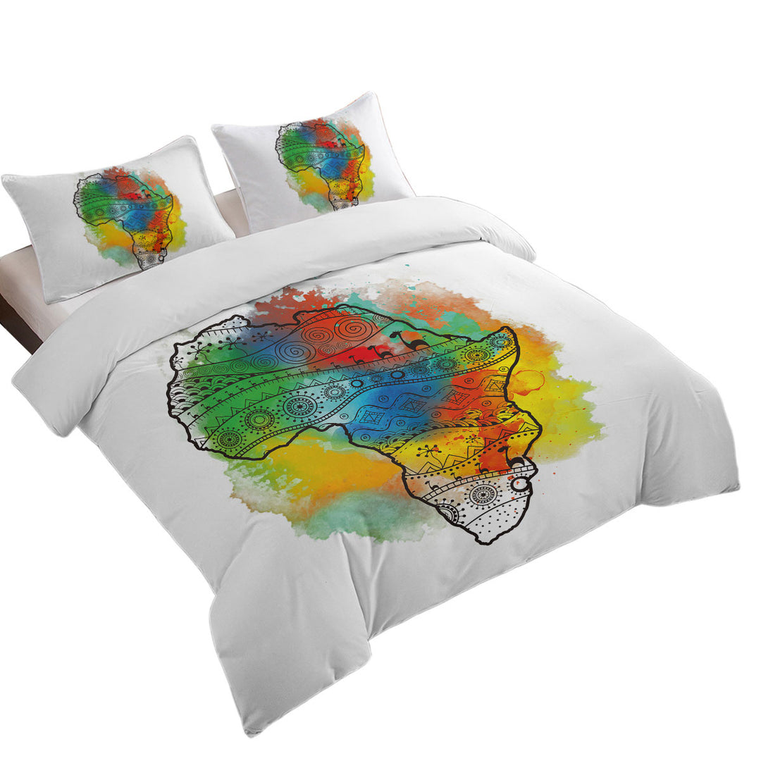 Africa Silhouette over Colorful Stain Best Duvet Covers