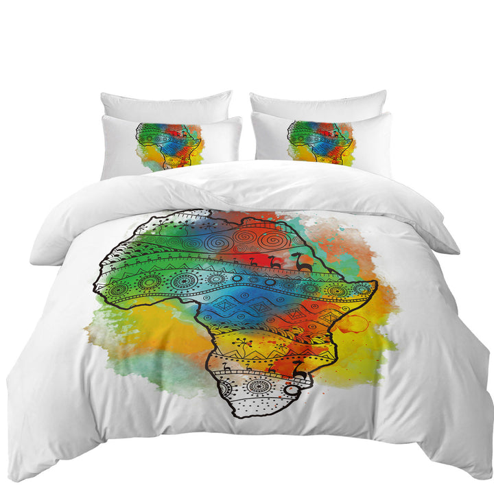 Africa Silhouette over Colorful Stain Daybed Covers Sets